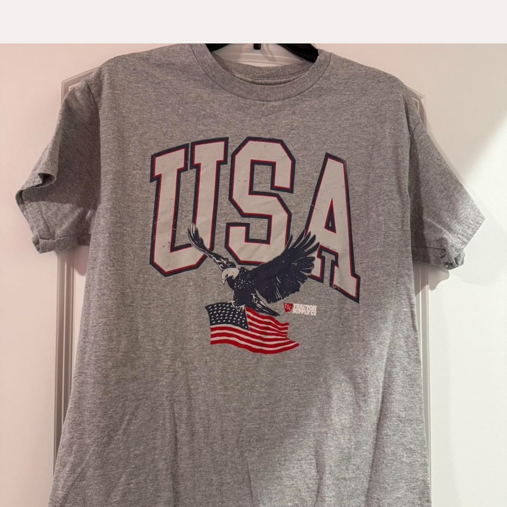 Gildan Gray Short Sleeve Tee USA Graphic